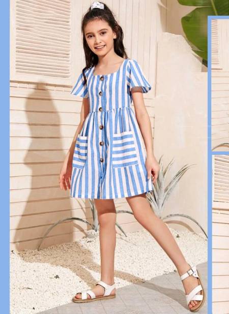 Sky Blue Colour western Party Wear Designer One Piece Baby Girls Collection A-T 04